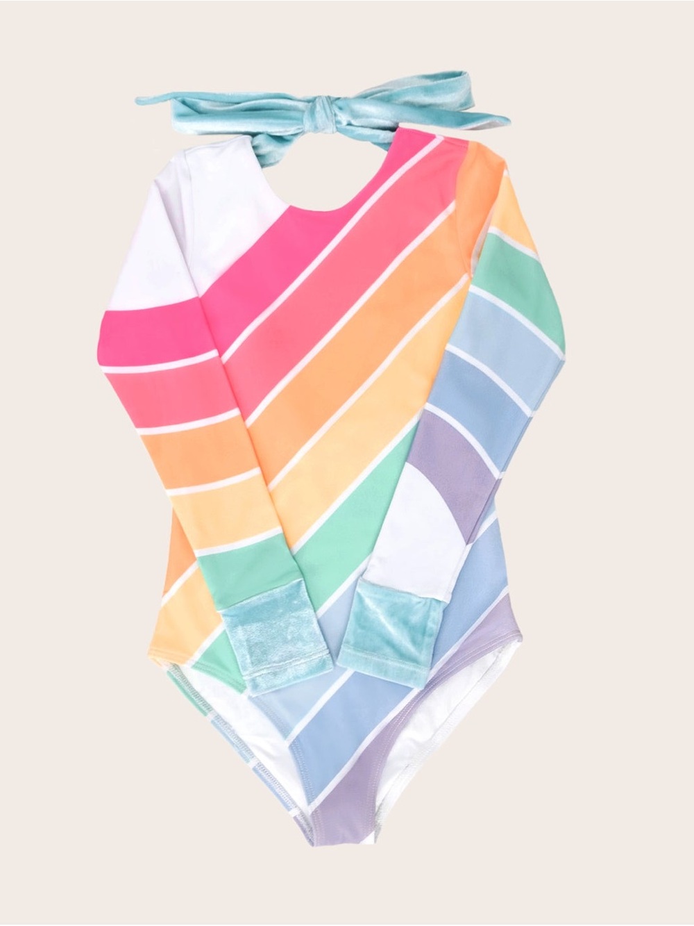 Saint Ida Kids Long-Sleeve Rainbow Stripe One-Piece Swimsuit - Multicolor